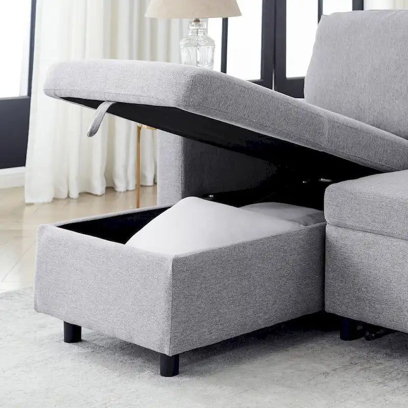 78.8" Reversible L-Shaped Sleeper Sofa - Linen - 3 Person