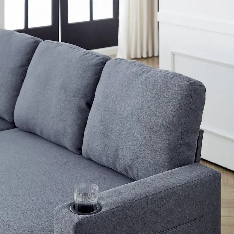 78.8" Reversible L-Shaped Sleeper Sofa - Linen - 3 Person