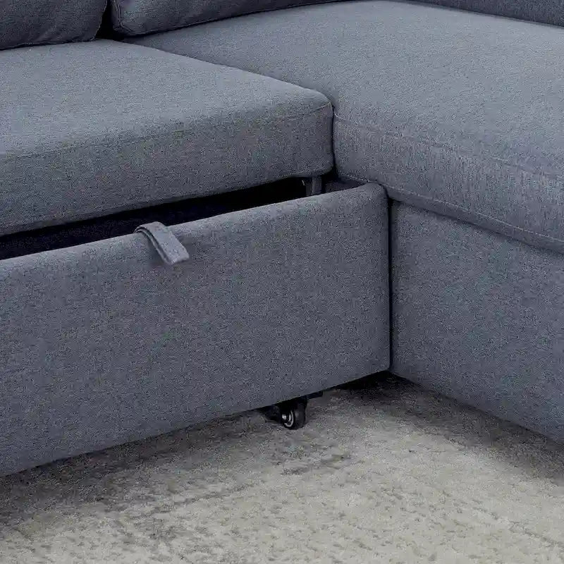 78.8" Reversible L-Shaped Sleeper Sofa - Linen - 3 Person