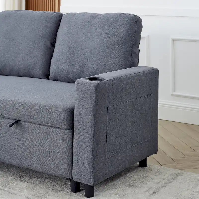 78.8" Reversible L-Shaped Sleeper Sofa - Linen - 3 Person