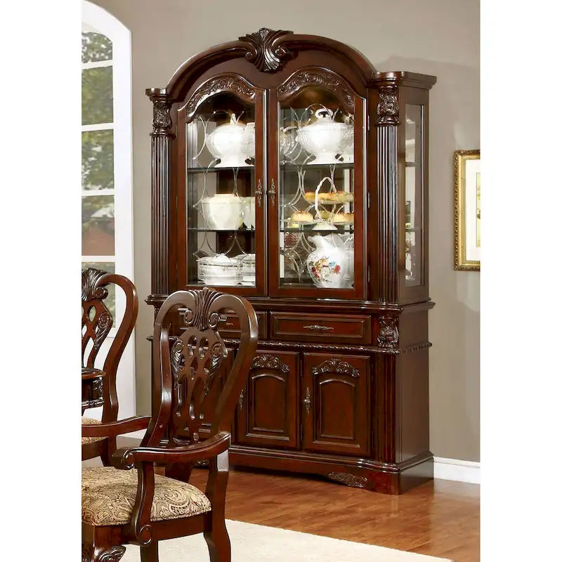 Dining Room Hutch and Buffet in Brown Cherry Finish