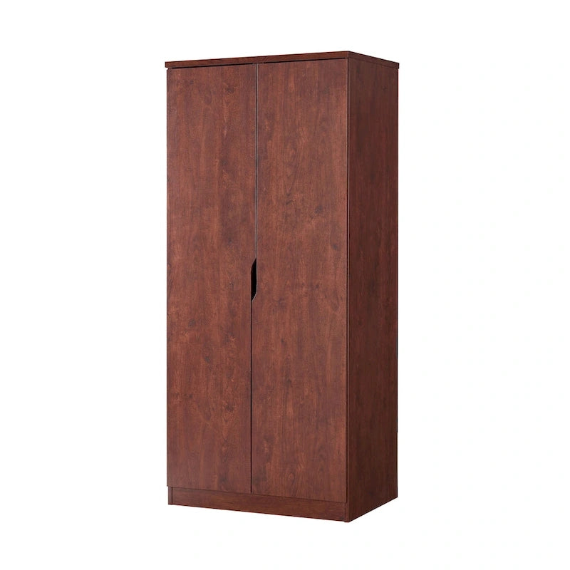 Modern 2-Door Wardrobe Armoire with Hanging Rod and Shelves