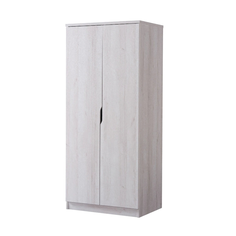 Modern 2-Door Wardrobe Armoire with Hanging Rod and Shelves