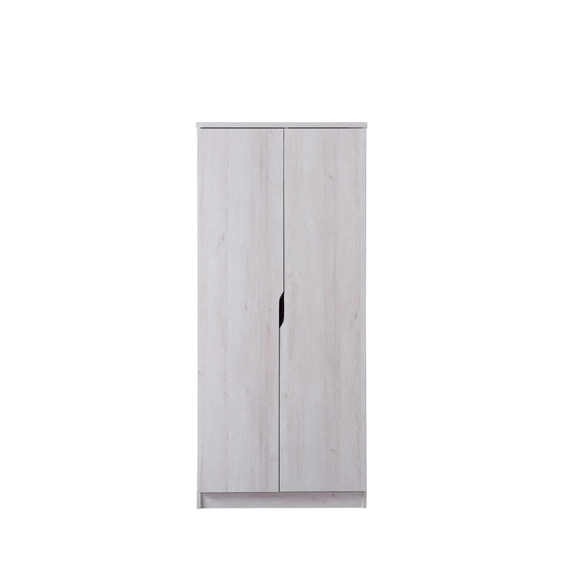 Modern 2-Door Wardrobe Armoire with Hanging Rod and Shelves