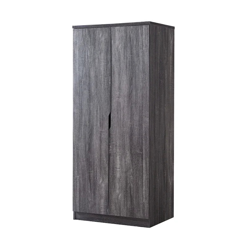 Modern 2-Door Wardrobe Armoire with Hanging Rod and Shelves