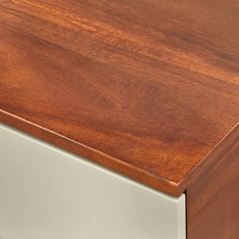 Walnut and Grey Ladder Desk with Storage Drawer