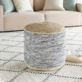 18-Inch Cylinder Pouf - Natural Woven Cotton and Jute