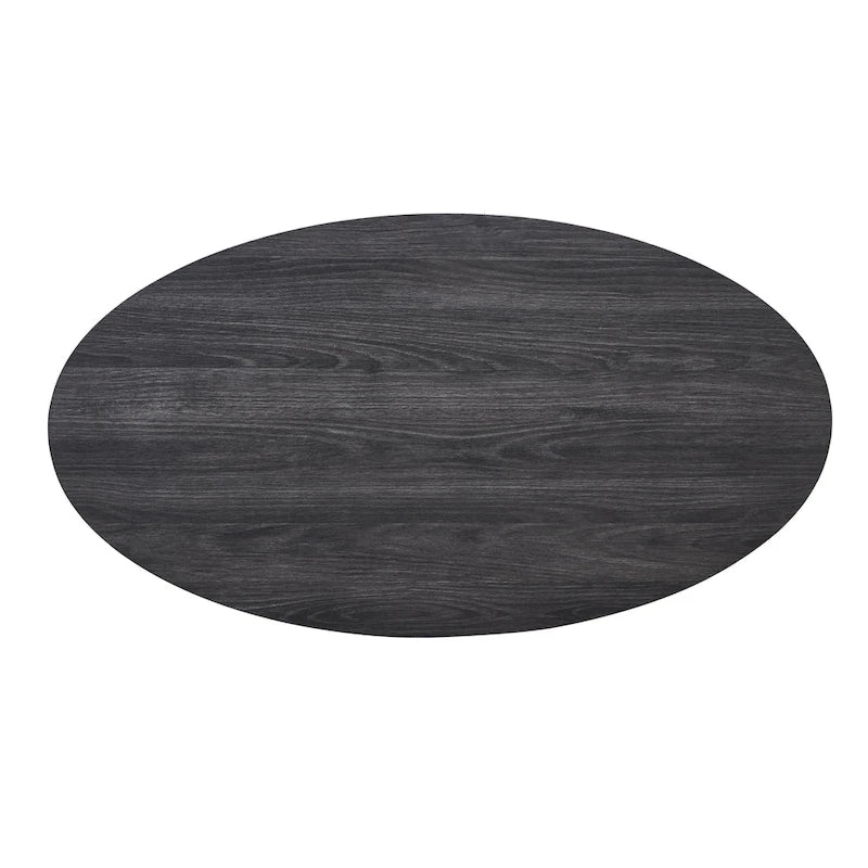 Modern style round wooden shelf coffee table - charcoal gray/white