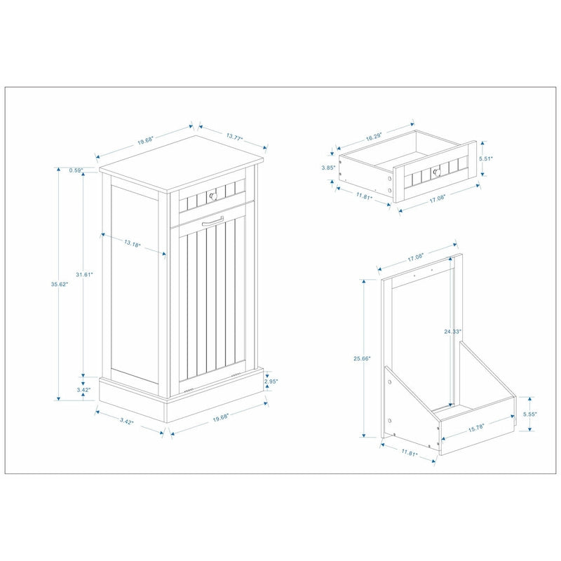 1-Drawer, 1-Compartment Tilt-Out Trash Cabinet - Kitchen Trash Cabinet