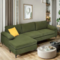 L-Shaped Convertible Chaise Sofa - Polyester - 3 Person