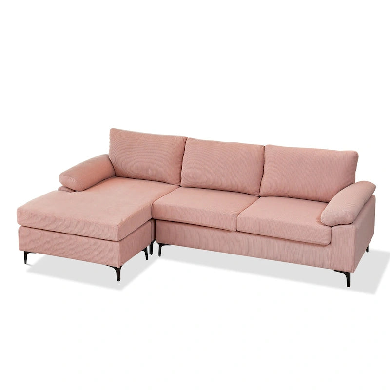 L-Shaped Convertible Chaise Sofa - Polyester - 3 Person