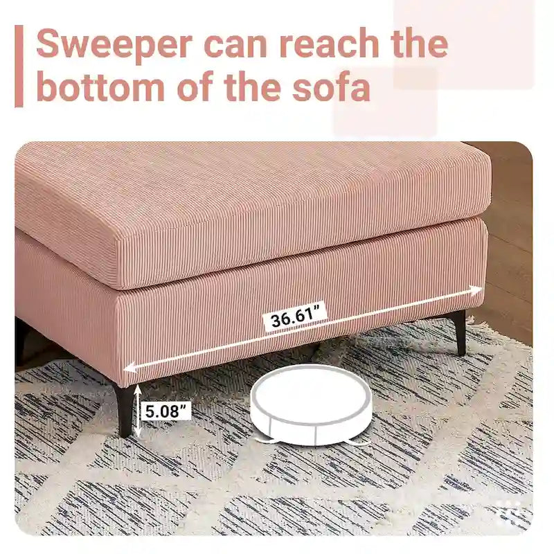 L-Shaped Convertible Chaise Sofa - Polyester - 3 Person