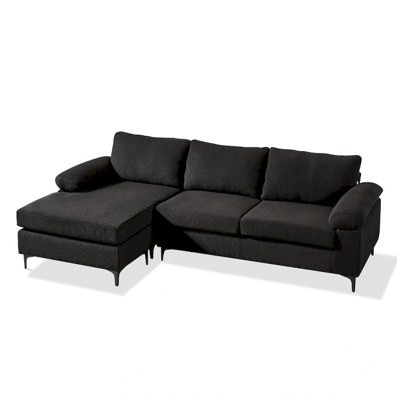 L-Shaped Convertible Chaise Sofa - Polyester - 3 Person