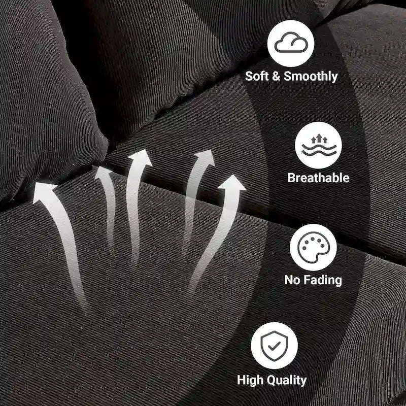 L-Shaped Convertible Chaise Sofa - Polyester - 3 Person