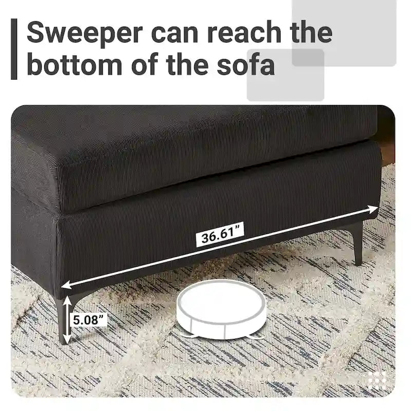 L-Shaped Convertible Chaise Sofa - Polyester - 3 Person