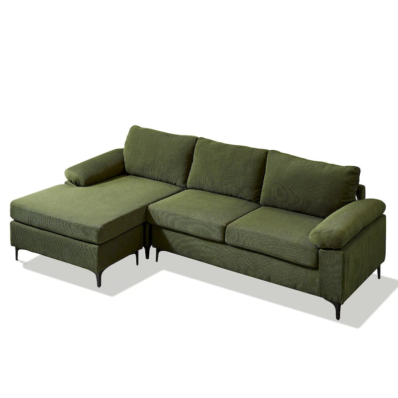 L-Shaped Convertible Chaise Sofa - Polyester - 3 Person