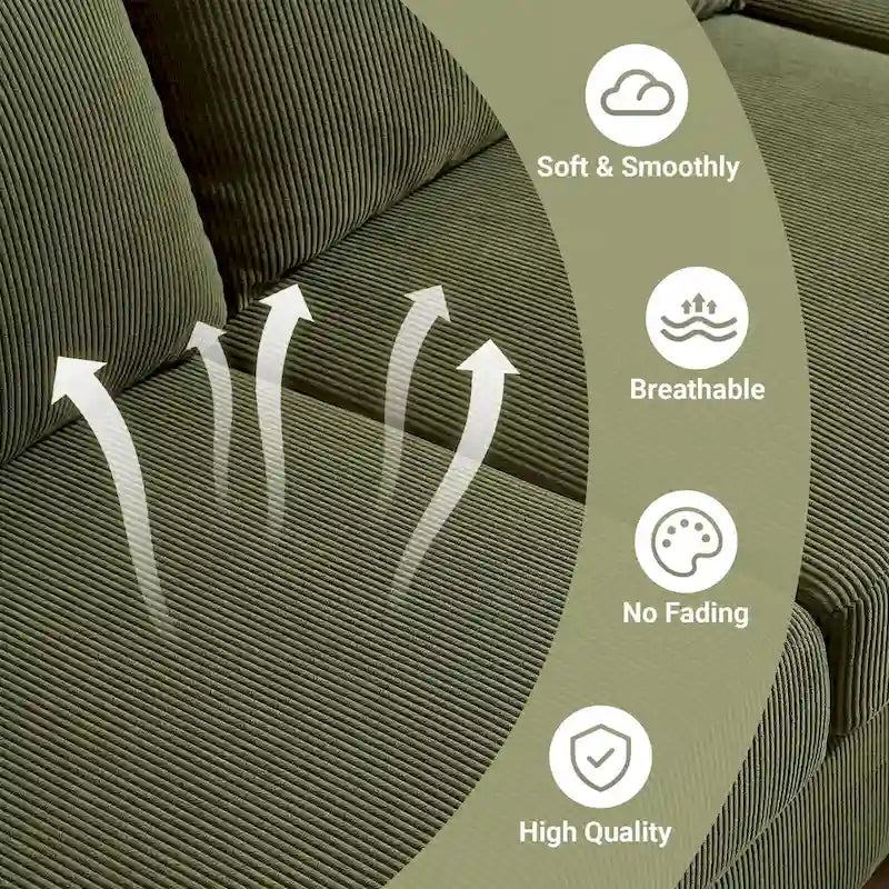 L-Shaped Convertible Chaise Sofa - Polyester - 3 Person