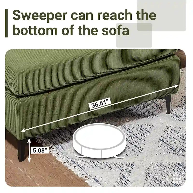 L-Shaped Convertible Chaise Sofa - Polyester - 3 Person