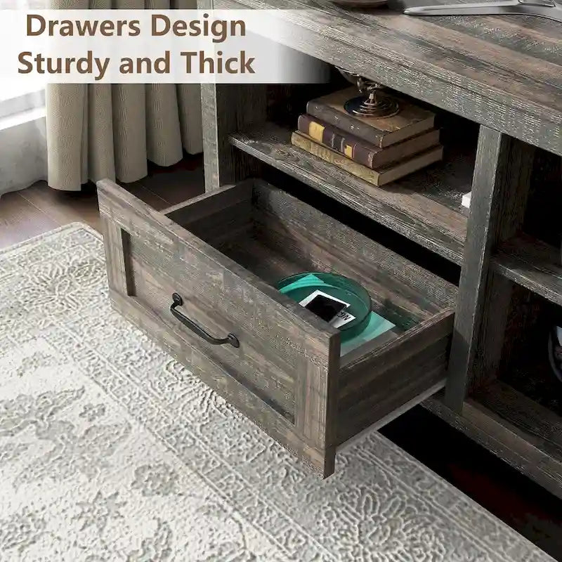 70-Inch Farmhouse TV Stand with 2 Drawers and Storage