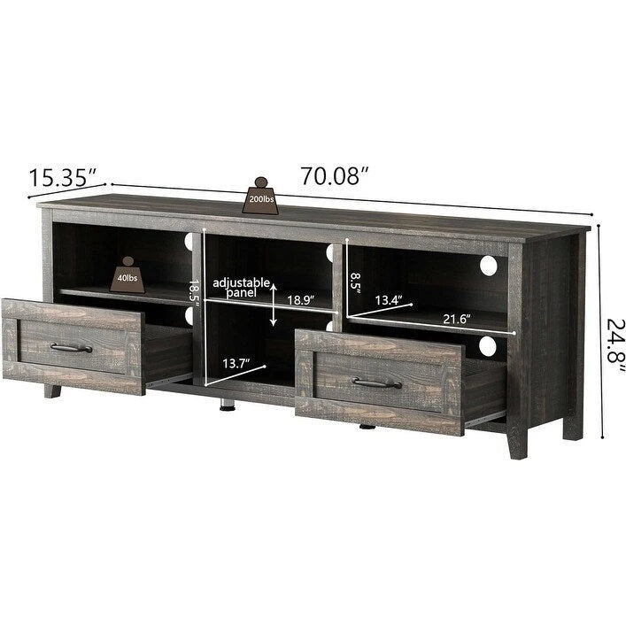 70-Inch Farmhouse TV Stand with 2 Drawers and Storage