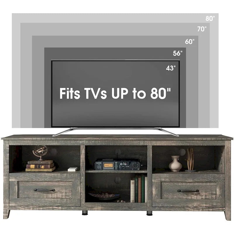 70-Inch Farmhouse TV Stand with 2 Drawers and Storage
