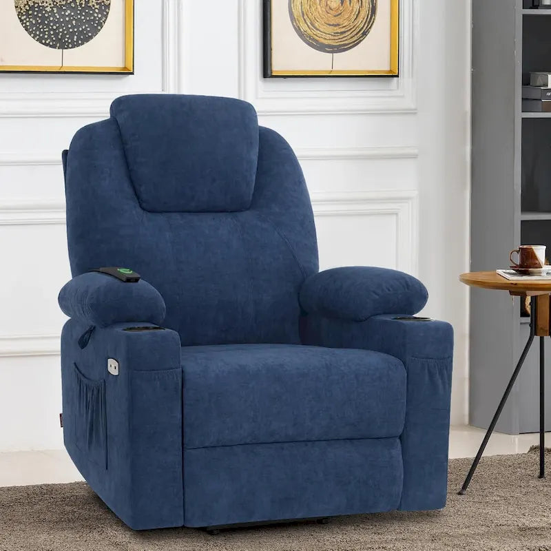 MCombo Large Power Lift Recliner Chair with Massage, Cup Holders, Extended Footrest, Fabric 7516