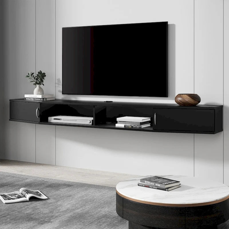 70-Inch Floating TV Stand Wall Mounted with Charging Station