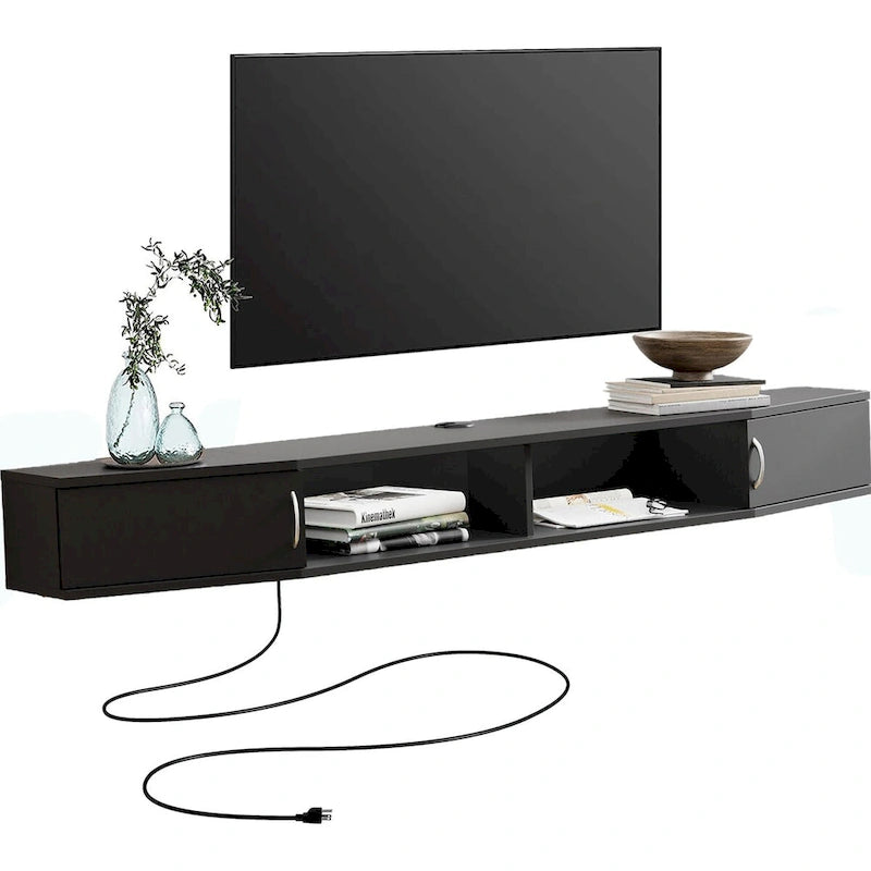 70-Inch Floating TV Stand Wall Mounted with Charging Station