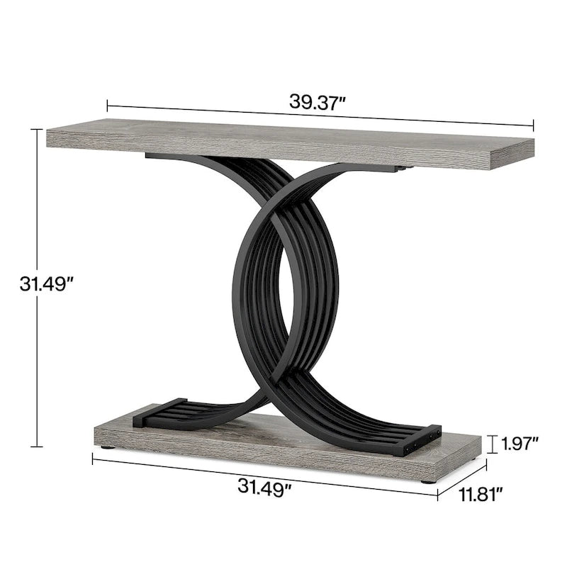 Faux Marble Console Table with Gold Metal Frame - White/Gold - 40"