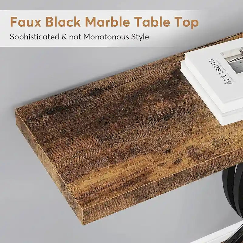 Faux Marble Console Table with Gold Metal Frame - White/Gold - 40"