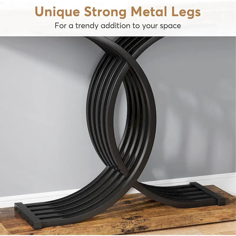 Faux Marble Console Table with Gold Metal Frame - White/Gold - 40"