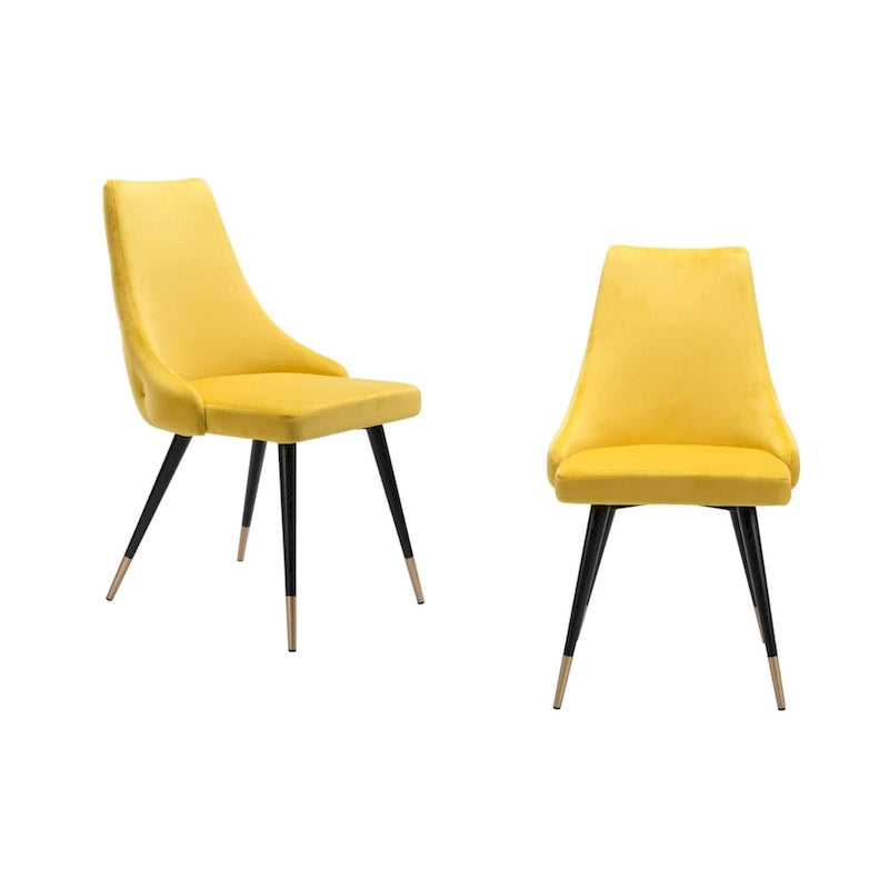 Yellow Velvet Tufted Windsor Back Dining Chair