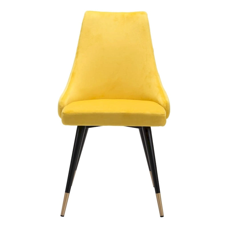 Yellow Velvet Tufted Windsor Back Dining Chair