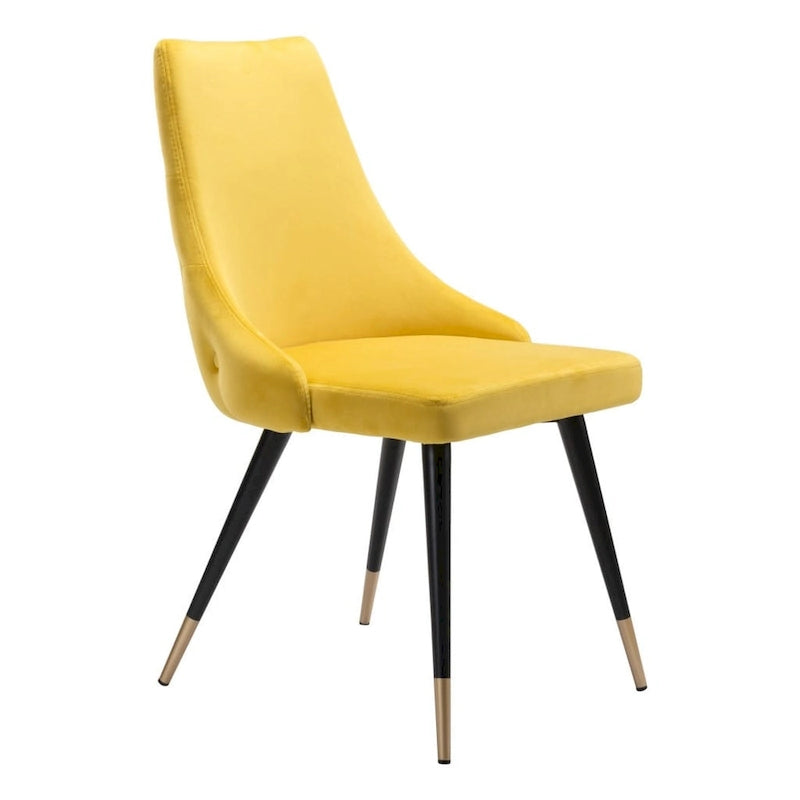 Yellow Velvet Tufted Windsor Back Dining Chair