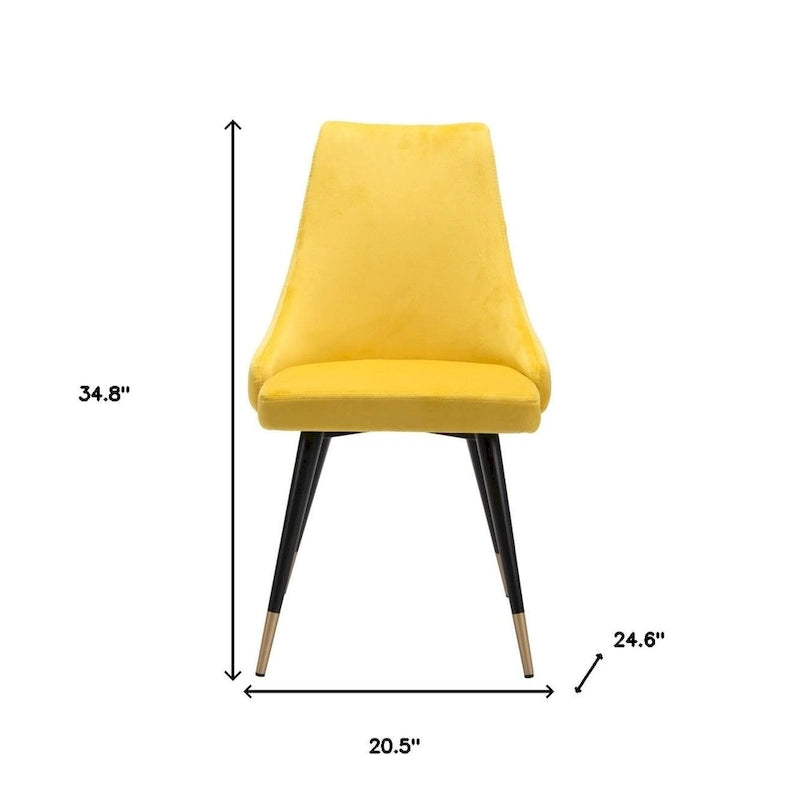 Yellow Velvet Tufted Windsor Back Dining Chair