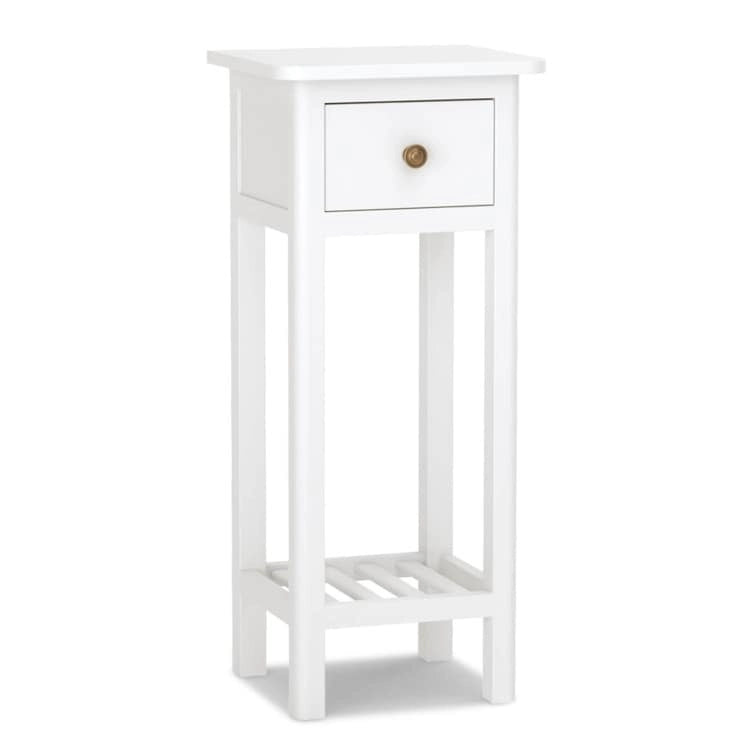 2-Tier Slim Rectangular Side Table - Black/White - Acacia Wood