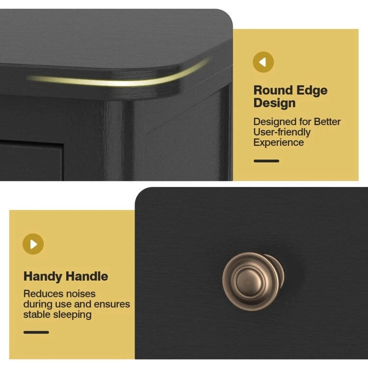 2-Tier Slim Rectangular Side Table - Black/White - Acacia Wood