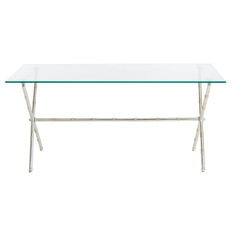 SAFAVIEH Treasures Jocelyn Bronze-Ish Silver/ Glass Top Accent Table - 37.4 x 19.7 x 17