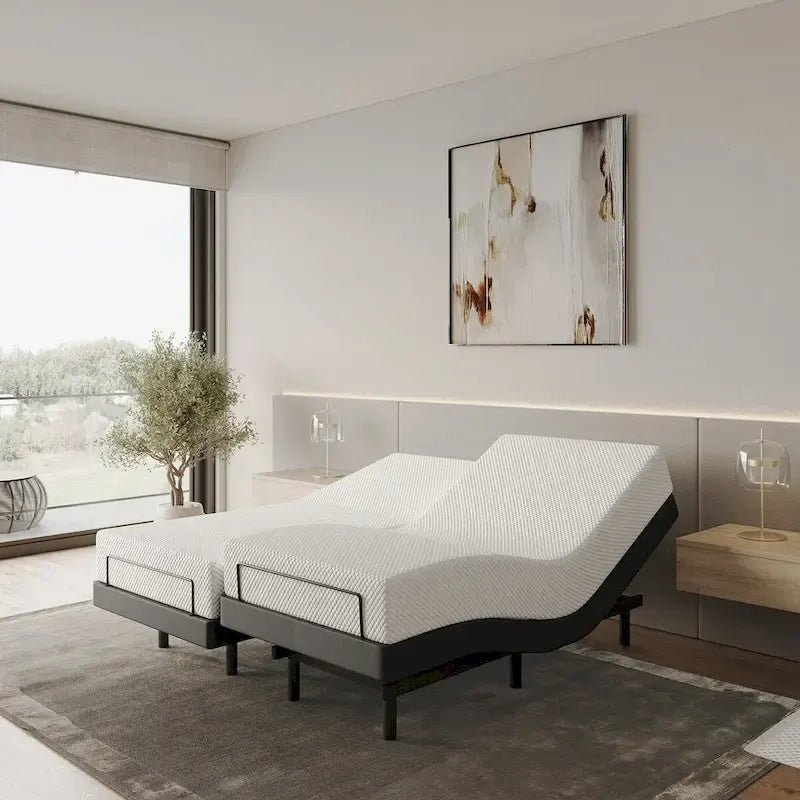 Adjustable Massaging Bed Frame Base with Wireless Remote