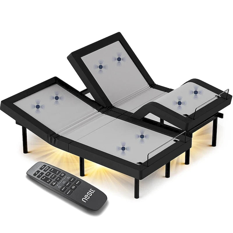 Adjustable Massaging Bed Frame Base with Wireless Remote