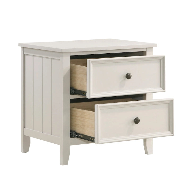 Classic White Finish 3pc Bedroom Set Bed and Two Nightstands