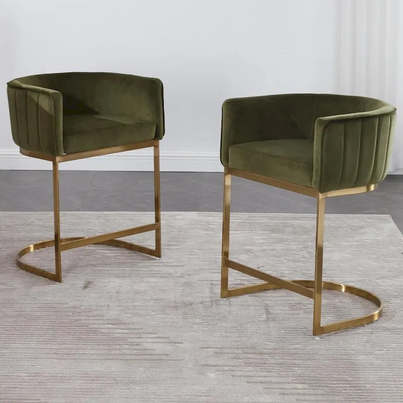 Modern Counter Height Bar Stool with Half-Moon Seat