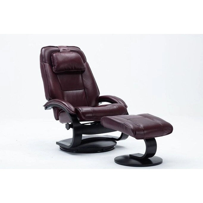 Top-grain Leather Swivel Recliner with Ottoman