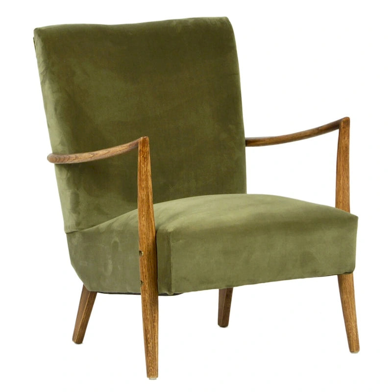 Burlington Polyester Velvet Upholstered Occasional Chair, Olive Green