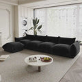 L-Shape Sectional Sofa with Ottoman - Chenille Modular Couch