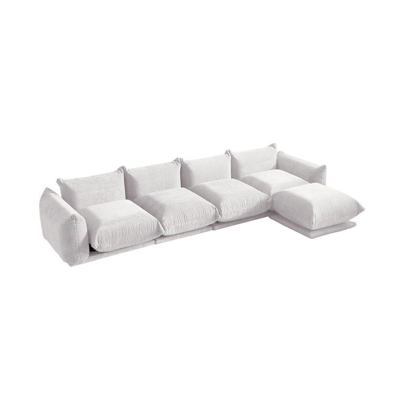L-Shape Sectional Sofa with Ottoman - Chenille Modular Couch