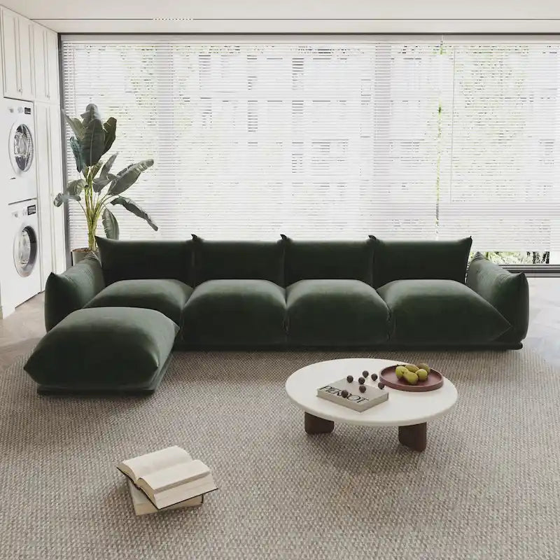 L-Shape Sectional Sofa with Ottoman - Chenille Modular Couch