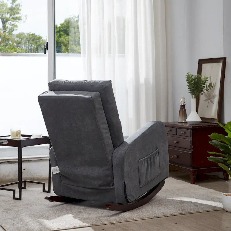 Upholstered Rocking Chair with High Backrest