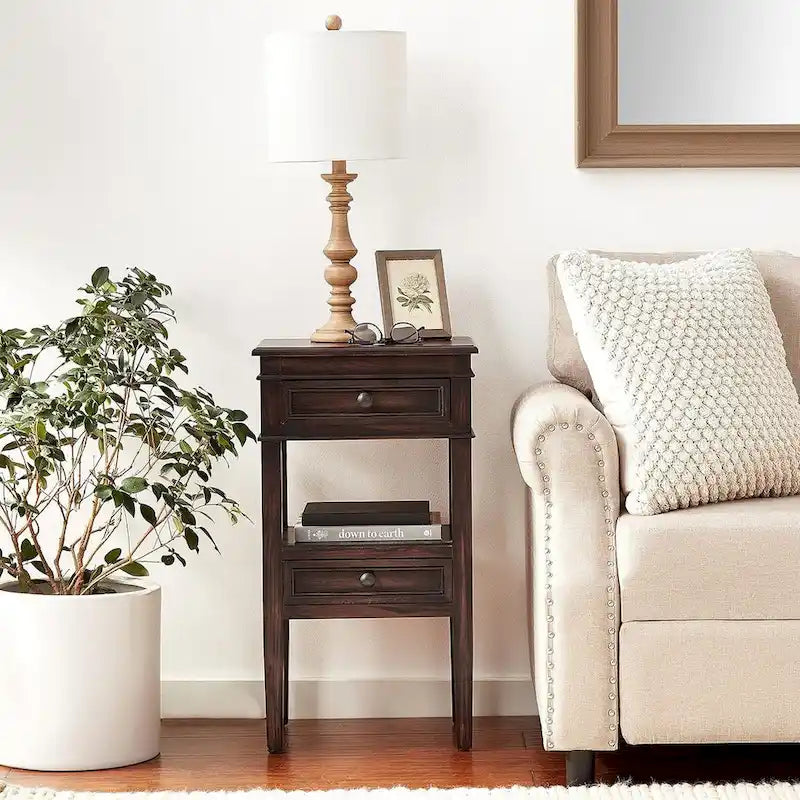 Modern Designs Middle Shelf Wooden Side Table with Two Drawers