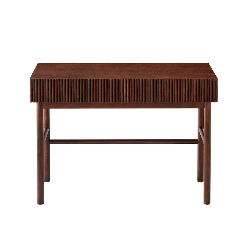 Solid Wood Console Table with 2 Drawers - Natural Brown